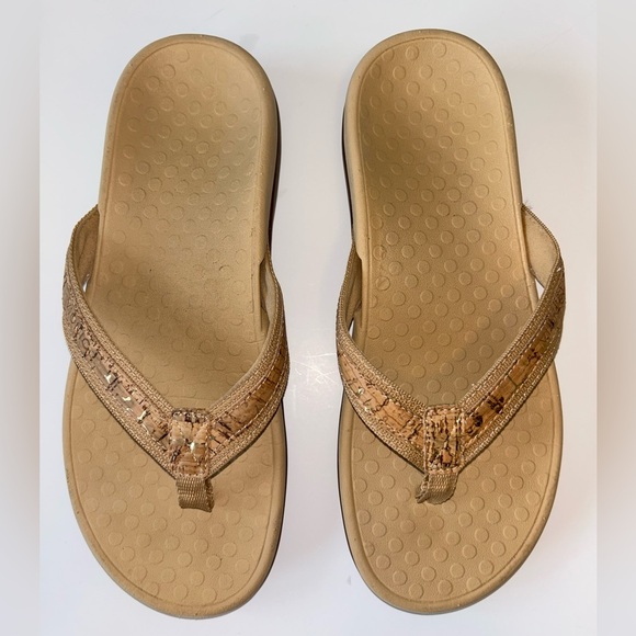 Vionic Shoes - VIONIC women sandals TIDE II orthotic support tan with cork accent straps size 8